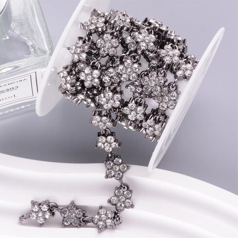 1 Yard Tassel Rhinestone Fringe Trim, Crystal Close Chain Applique for DIY Decoration Sewing Crafts Wedding Bridal Party Clothing Accessories in Saudi Arabia
