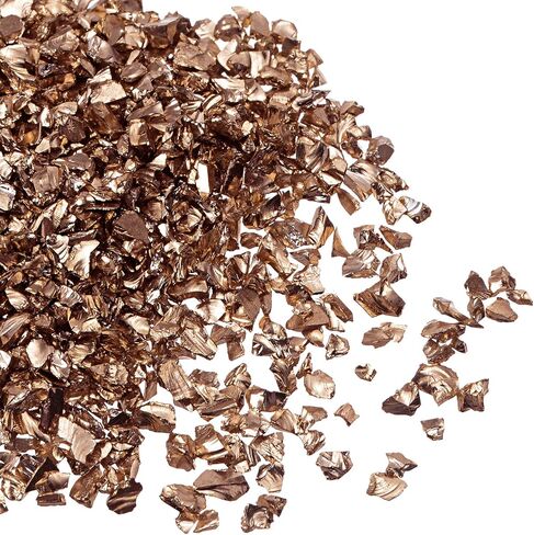 Crushed Glass Chips - [2-4mm x 20g] Irregular Metallic Glass Champagne Gold for DIY Decoration Nail Art Use, Electroplated Surface in Saudi Arabia