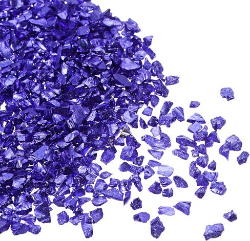 Crushed Glass Chips - [2-4mm x 20g] Irregular Metallic Glass Champagne Gold for DIY Decoration Nail Art Use, Electroplated Surface in Saudi Arabia