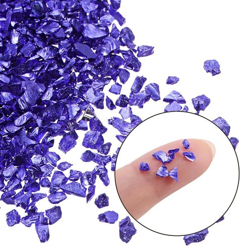 Crushed Glass Chips - [2-4mm x 20g] Irregular Metallic Glass Champagne Gold for DIY Decoration Nail Art Use, Electroplated Surface in Saudi Arabia