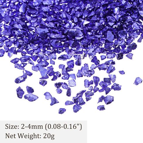 Crushed Glass Chips - [2-4mm x 20g] Irregular Metallic Glass Champagne Gold for DIY Decoration Nail Art Use, Electroplated Surface in Saudi Arabia