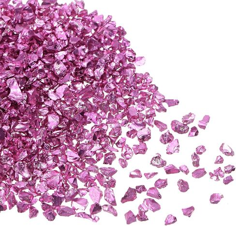 Crushed Glass Chips - [2-4mm x 20g] Irregular Metallic Glass Champagne Gold for DIY Decoration Nail Art Use, Electroplated Surface in Saudi Arabia