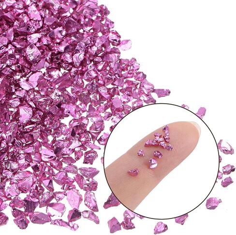 Crushed Glass Chips - [2-4mm x 20g] Irregular Metallic Glass Champagne Gold for DIY Decoration Nail Art Use, Electroplated Surface in Saudi Arabia