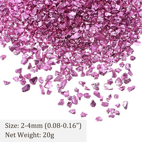Crushed Glass Chips - [2-4mm x 20g] Irregular Metallic Glass Champagne Gold for DIY Decoration Nail Art Use, Electroplated Surface in Saudi Arabia