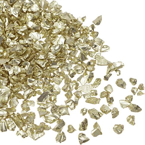 Crushed Glass Chips - [2-4mm x 20g] Irregular Metallic Glass Champagne Gold for DIY Decoration Nail Art Use, Electroplated Surface in Saudi Arabia