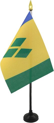 Suriname Table Flag 4'' x 6'' - Surinamese Desk Flag 15 x 10 cm - golden spear top - AZ FLAG in Saudi Arabia