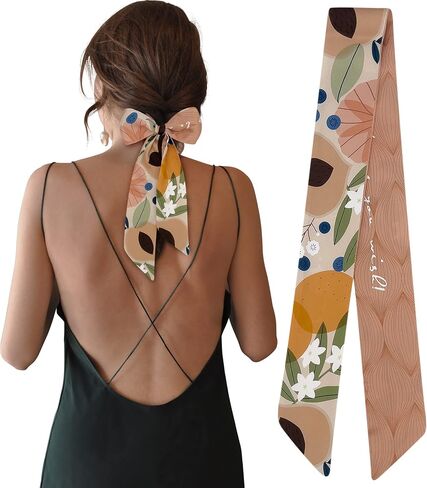 Women's Designer Hair Tie Neckerchief Handbag Handle Ribbon Fashion Scarf (A-WHITE) in Saudi Arabia
