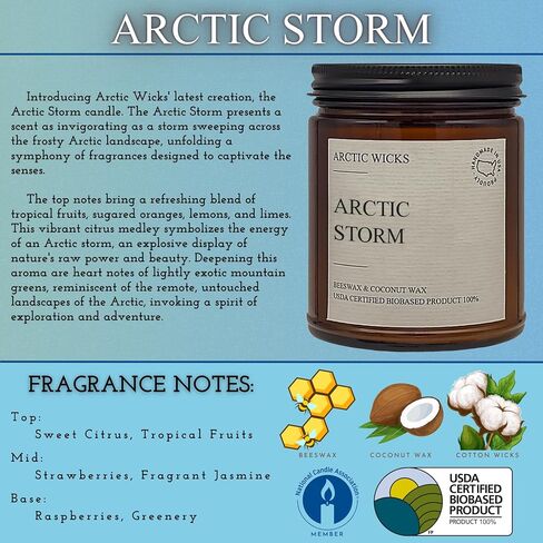 Pumpkin Bourbon Coconut & Beeswax Non-Toxic Candle | Arctic Wicks 9oz Fall Scented Candle | Clean-Burning, Soy-Free | Autumn Spice with Cinnamon, Maple, and Brown Sugar | USDA Biobased Certified in Kuwait