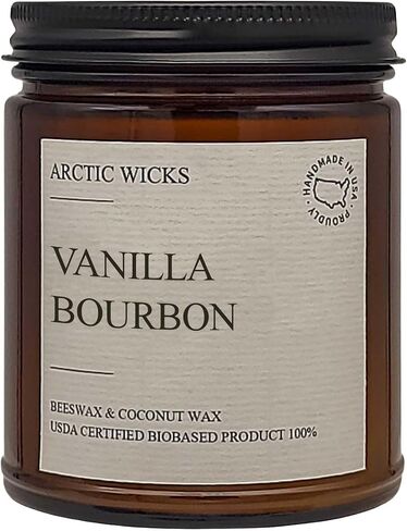 Pumpkin Bourbon Coconut & Beeswax Non-Toxic Candle | Arctic Wicks 9oz Fall Scented Candle | Clean-Burning, Soy-Free | Autumn Spice with Cinnamon, Maple, and Brown Sugar | USDA Biobased Certified in Kuwait