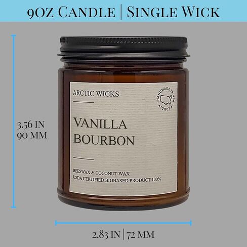 Pumpkin Bourbon Coconut & Beeswax Non-Toxic Candle | Arctic Wicks 9oz Fall Scented Candle | Clean-Burning, Soy-Free | Autumn Spice with Cinnamon, Maple, and Brown Sugar | USDA Biobased Certified in Kuwait