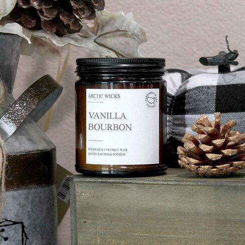 Pumpkin Bourbon Coconut & Beeswax Non-Toxic Candle | Arctic Wicks 9oz Fall Scented Candle | Clean-Burning, Soy-Free | Autumn Spice with Cinnamon, Maple, and Brown Sugar | USDA Biobased Certified in Kuwait