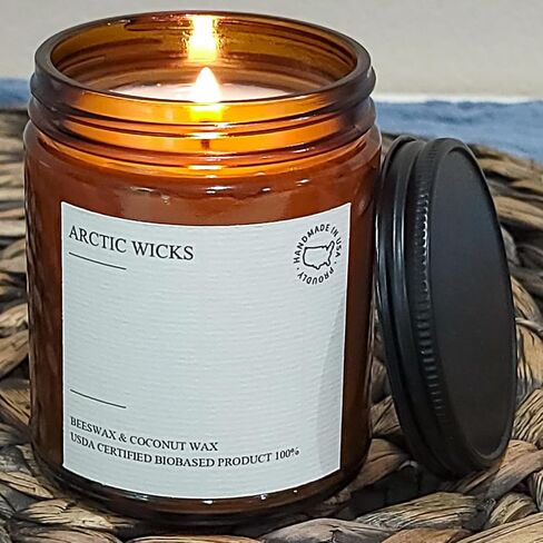 Pumpkin Bourbon Coconut & Beeswax Non-Toxic Candle | Arctic Wicks 9oz Fall Scented Candle | Clean-Burning, Soy-Free | Autumn Spice with Cinnamon, Maple, and Brown Sugar | USDA Biobased Certified in Kuwait