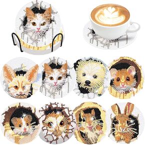 8 PCS Tree of Life Diamond Art Painting Coasters Kits with Holder DIY Season Tree Diamond Art Coaster Non Slip Coaster for Adults Diamond Painting Kits Supplies in Kuwait