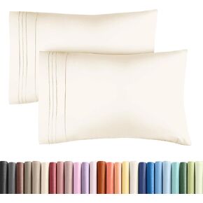 Queen Size Pillow Cases Set of 4 - Extra Soft Pack of 4 Pillowcase Covers - Hotel Luxury Pillowcases - Machine Washable Pillow Protectors - 20x40 Pillow Cases 4 Piece - Queen Size White Pillow Covers