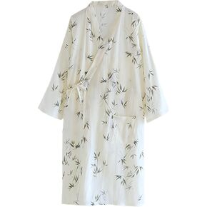 Women's Summer Cotton Kimono Robes Floral Pajamas Khan Steamed Bathrobe Yukata in Kuwait
