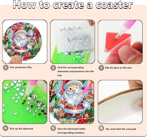 8 PCS Tree of Life Diamond Art Painting Coasters Kits with Holder DIY Tree Diamond Art Coaster Coaster Non Slip Coast in Kuwait