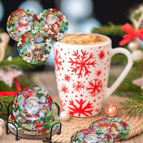 8 PCS Tree of Life Diamond Art Painting Coasters Kits with Holder DIY Tree Diamond Art Coaster Coaster Non Slip Coast in Kuwait