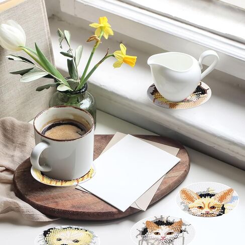 8 PCS Tree of Life Diamond Art Painting Coasters Kits with Holder DIY Season Tree Diamond Art Coaster Non Slip Coaster for Adults Diamond Painting Kits Supplies in Kuwait