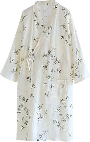 Women's Summer Cotton Kimono Robes Floral Pajamas Khan Steamed Bathrobe Yukata in Kuwait