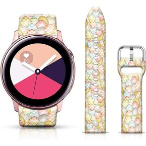 20mm Holidays Floral Silicone Bands Compatible for Samsung Galaxy Watch 4 40mm 44mm/Classic 42mm 46mm/Watch 3 41mm, Active 2 Watch Bands/Gear s2 for Women Men