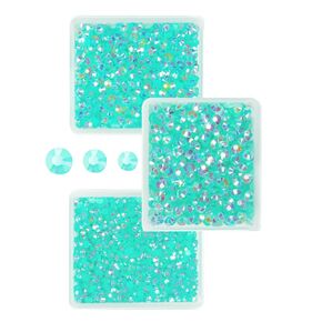 Aquamarine AB Resin Rhinestones for Crafting 3mm 4mm 5mm Lake Blue AB Flatback Jelly Rhinestones Bulk SS10 SS16 SS20 Non-Hotfix Water Blue Stones Diamonds for Nails Face Makeup Tumblers Crafts