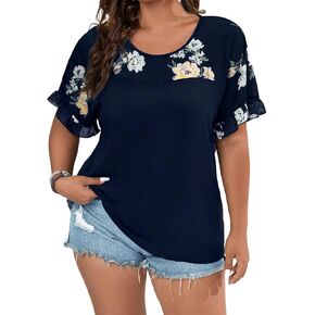 Womens Plus Size Tops Plant Inspirational Letter Thankful Graphic Tees Shirt