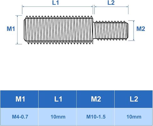 uxcell M5x10mm to M8x10mm Double End Threaded Stud Screw Bolt, 8Pcs 304 Stainless Steel Thread Reducer Adapter for Furniture Machinery Assembly Fastener in Saudi Arabia