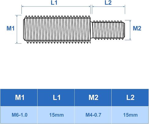 uxcell M5x10mm to M8x10mm Double End Threaded Stud Screw Bolt, 8Pcs 304 Stainless Steel Thread Reducer Adapter for Furniture Machinery Assembly Fastener in Saudi Arabia