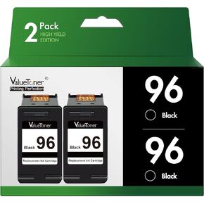 Valuetoner Remanufactured Ink Cartridge Replacement for HP 96 Ink Cartridge Black C9348FN C8767WN High Yield for HP Deskjet 5740 5940 6520 6540 Officejet 7210 7310 Photosmart 2605 2608 Printer, 2 Pack
