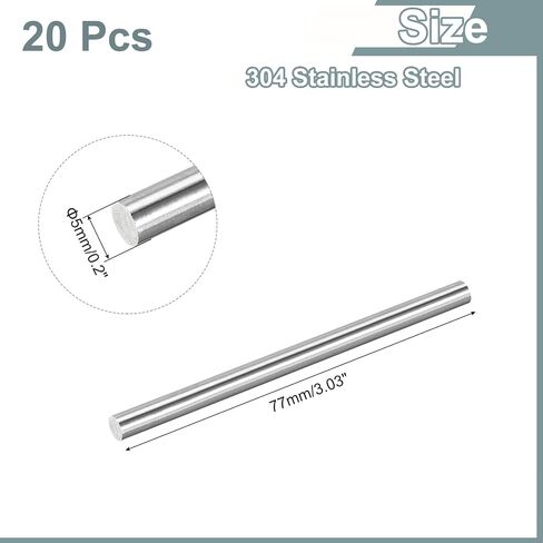 uxcell 5Pcs 304 Stainless Steel Rods, 7.5mm x 407mm Metal Solid Shaft Round Rod Lathe Bar Stock for Model Plane Cars Ship DIY Craft Metal Working in Saudi Arabia