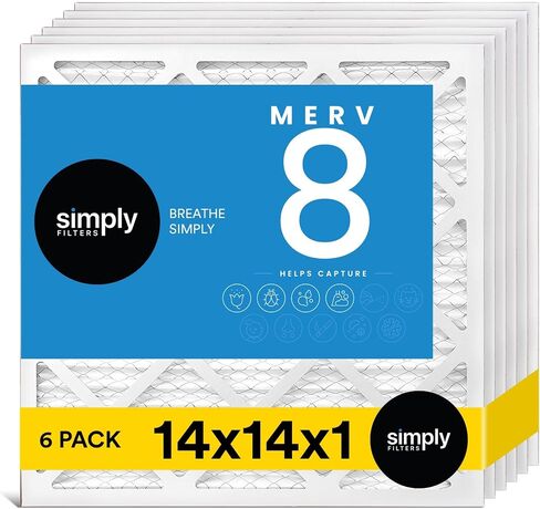 Simply 12x18x1 Air Filter, Merv 8, MPR 600, 6 Pack, For Home AC Furnace & HVAC (Actual Size: 11.75"x17.75"x0.75") DUST, Pet, & Allergy Control in Kuwait