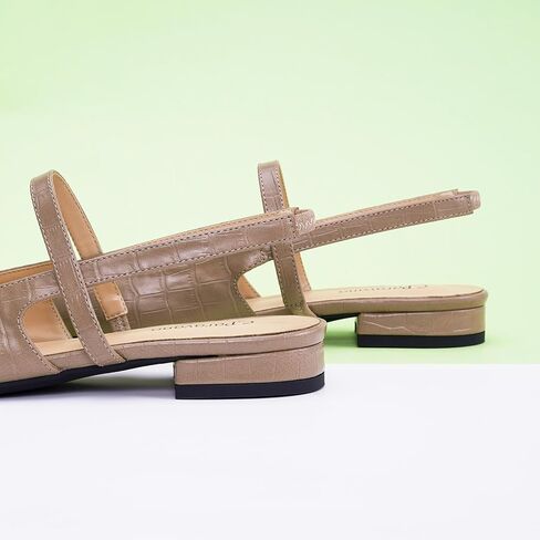 C.Paravano المرأة Slingback أحذية مسطحة وأشار اصبع القدم Slingback أحذية نسائية وأشار اصبع القدم Slingback الكعوب Slingback هريرة كعب مضخات الكاحل حزام الشقق الصنادل أحذية جلدية مريحة in Kuwait