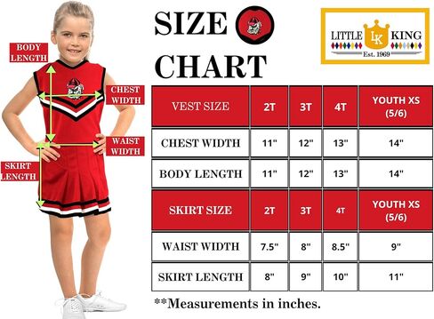 Little King NCAA Toddler/Youth Girls Team 2 Piece Cheer Dress-Sizes 2T 3T 4T 6 in Kuwait