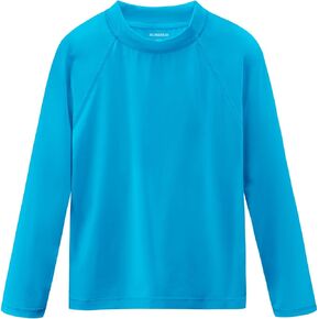 Boys Rash Guard Long Sleeve Swim Fishing Water Shirts UPF 50+ Sun Protection Rashguard Quick Dry Cool Beach Clothes for Toddler Youth Kids Bright Blue Size 6