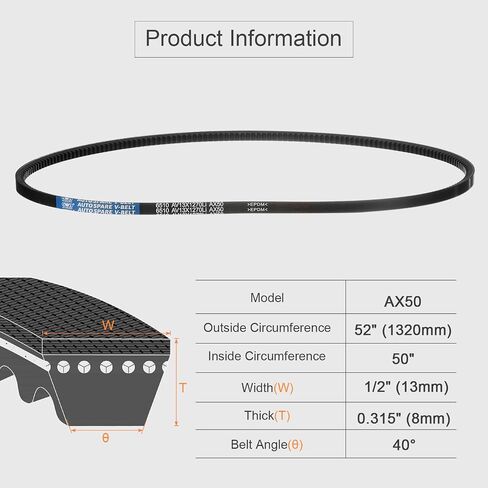uxcell 3 Pcs AX46 EPDM V-Belt, Raw Edge Cogged Industrial Rubber V Belt 1/2" Width x 46" Inside Circumference in Saudi Arabia