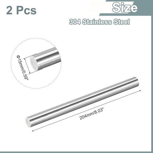 uxcell 304 Stainless Steel Rods, 17mm x 356mm Metal Solid Shaft Round Rod Lathe Bar Stock for Model Plane Cars Ship DIY Craft Metal Working in Kuwait