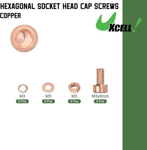 uxcell hex Socket Socket Kits (M8) ، برغي رأس رأس قبعة رأس النحاس الأحمر على شكل كوب. in Saudi Arabia
