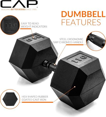 CAP Barbell Coated Dumbbell Weights with Padded Grip, Single, 65 Pounds in Saudi Arabia