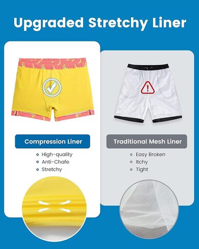 maamgic Mens Swim Trunks with Compression Liner Short Stretch Mens Bathing Suit Large in Saudi Arabia