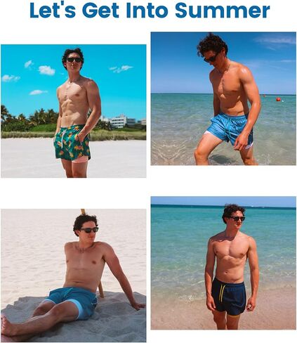 maamgic Mens Swim Trunks with Compression Liner Short Stretch Mens Bathing Suit Large in Saudi Arabia