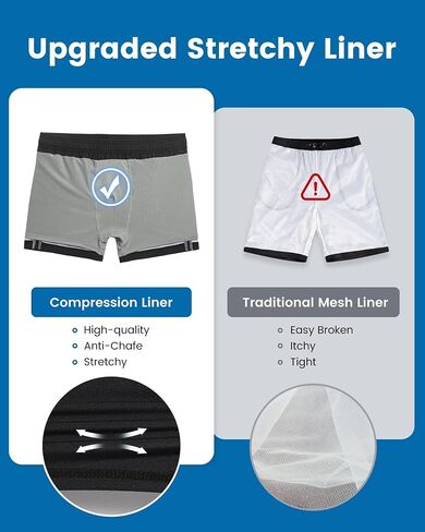 maamgic Mens Swim Trunks with Compression Liner Short Stretch Mens Bathing Suit Large in Saudi Arabia