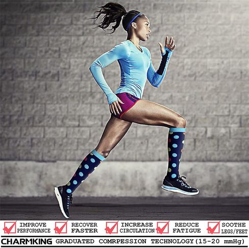 CHARMKING 6 Pairs-Compression Socks for Women & Men Circulation Best Support for Nurses, Running, Athletic,Flight Travel (Multi 35,L/XL) in Saudi Arabia