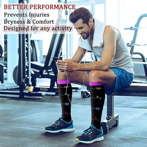 CHARMKING 6 Pairs-Compression Socks for Women & Men Circulation Best Support for Nurses, Running, Athletic,Flight Travel (Multi 35,L/XL) in Saudi Arabia