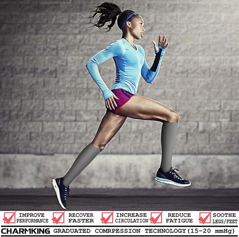 CHARMKING 6 Pairs-Compression Socks for Women & Men Circulation Best Support for Nurses, Running, Athletic,Flight Travel (Multi 35,L/XL) in Saudi Arabia