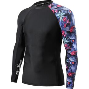 HUGE SPORTS Men's Splice UV Sun Protection UPF 50+ Skins Rash Guard Long Sleeves