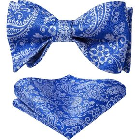 HISDERN Bow Ties for Men Floral Bowties Mens Self Tie Bow Tie Handkerchief Jacquard Woven Bowtie Pocket Square Set