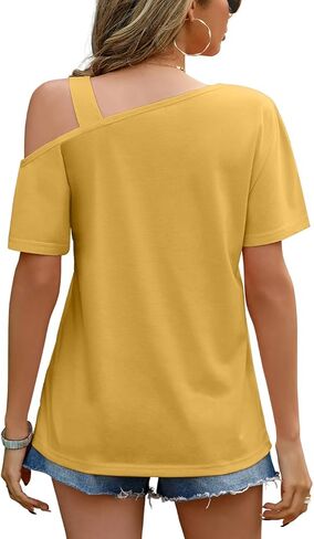 JINKESI Women's Short Sleeve Tunic Tops Casual Summer Cold Shoulder Blouse Shirts in Saudi Arabia