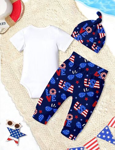 Fommy Newborn Baby Boy Clothes New to The Crew Letter Print Romper+ Pants+Hat 3PCS Outfit in Saudi Arabia