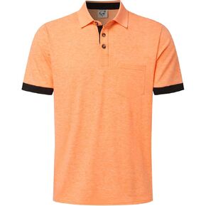 Hardaddy Men's Casual Polo Shirt with Pocket Contrast Color Short Sleeve Business Work Shirts Summer Tees Top Shirt