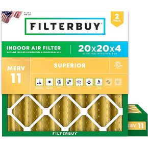 Filterbuy 20x20x4 Air Filter MERV 11 Allergen Defense (2-Pack), Pleated HVAC AC Furnace Air Filters Replacement (Actual Size: 19.38 x 19.38 x 3.63 Inches)